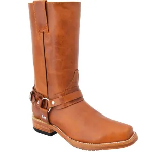 Botas de Cuero en Horma Biker para Motociclista Color Miel WD-173