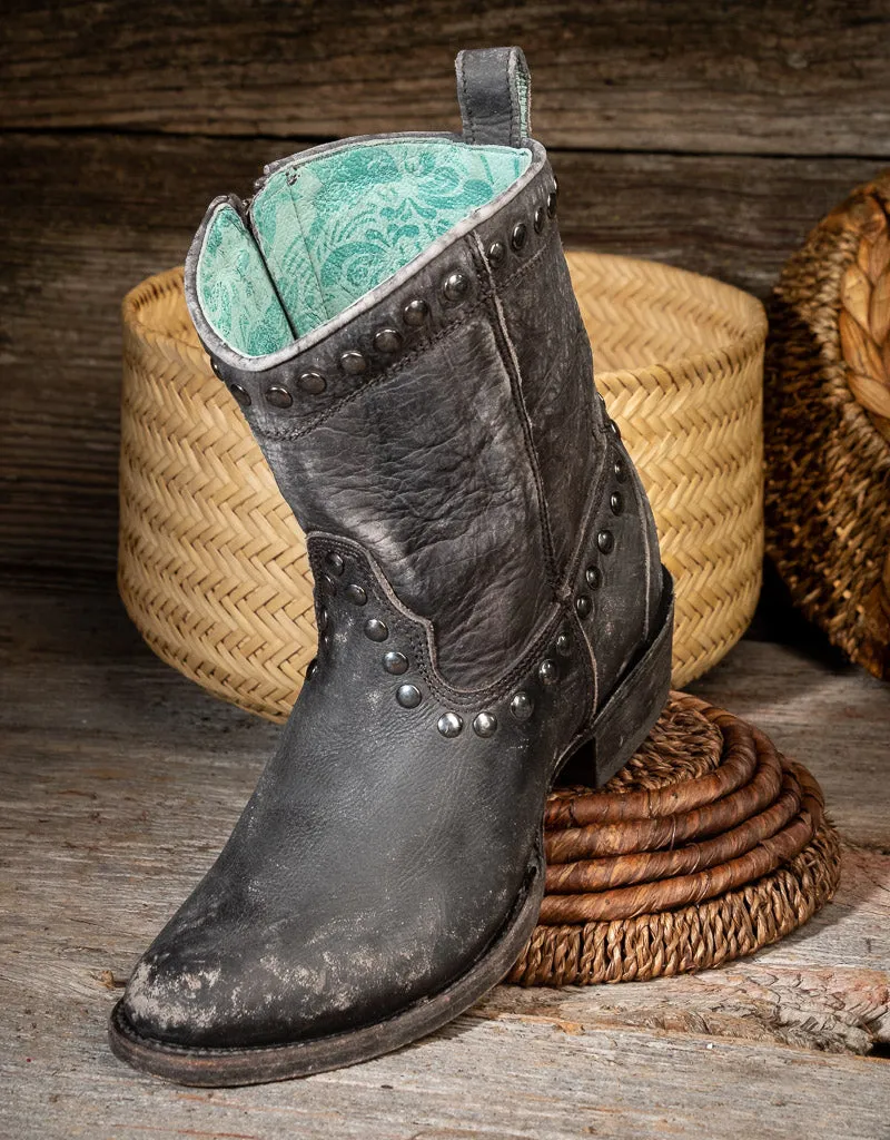Ladies Zipper & Studs Black Boots C3714