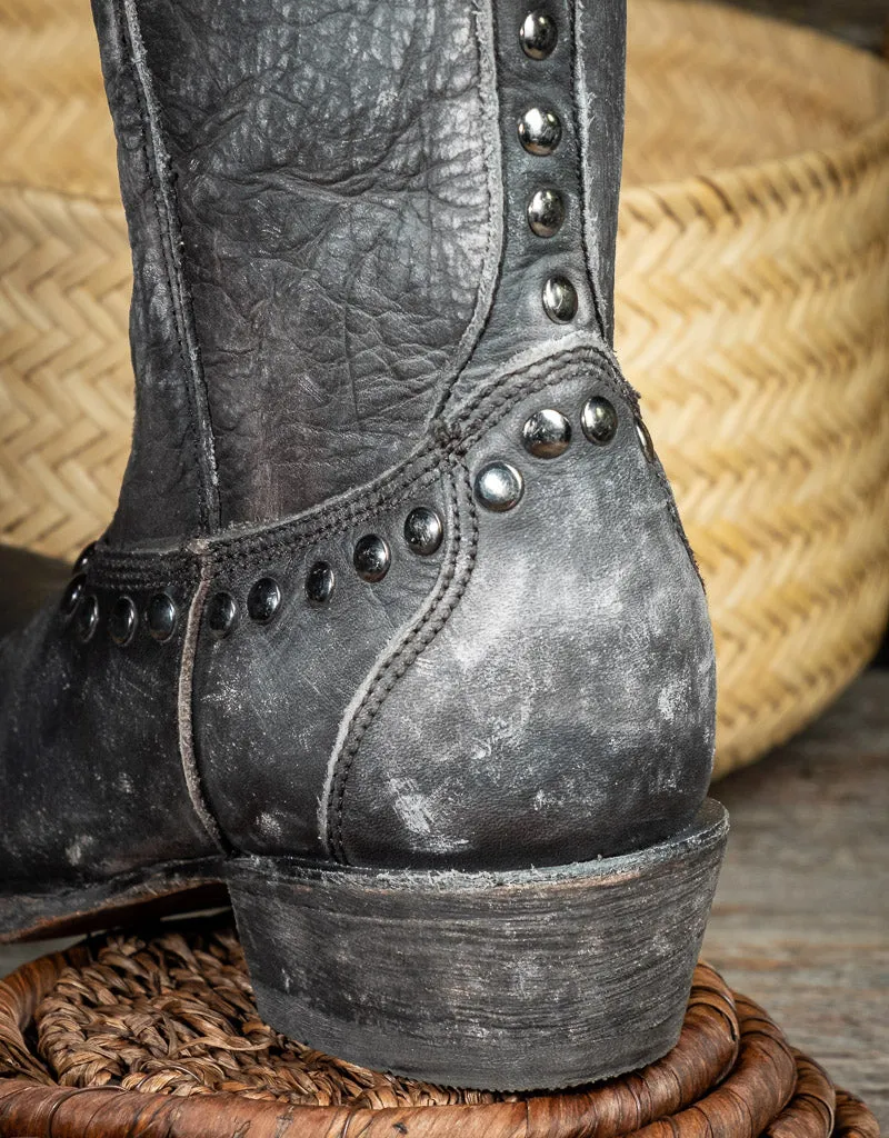 Ladies Zipper & Studs Black Boots C3714