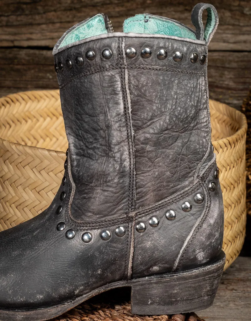Ladies Zipper & Studs Black Boots C3714