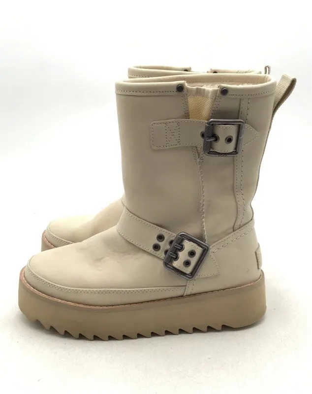 UGG Women's Classic Rebel Biker Short 1106913 Tan Mid-Calf Snow Boots - Size 6
