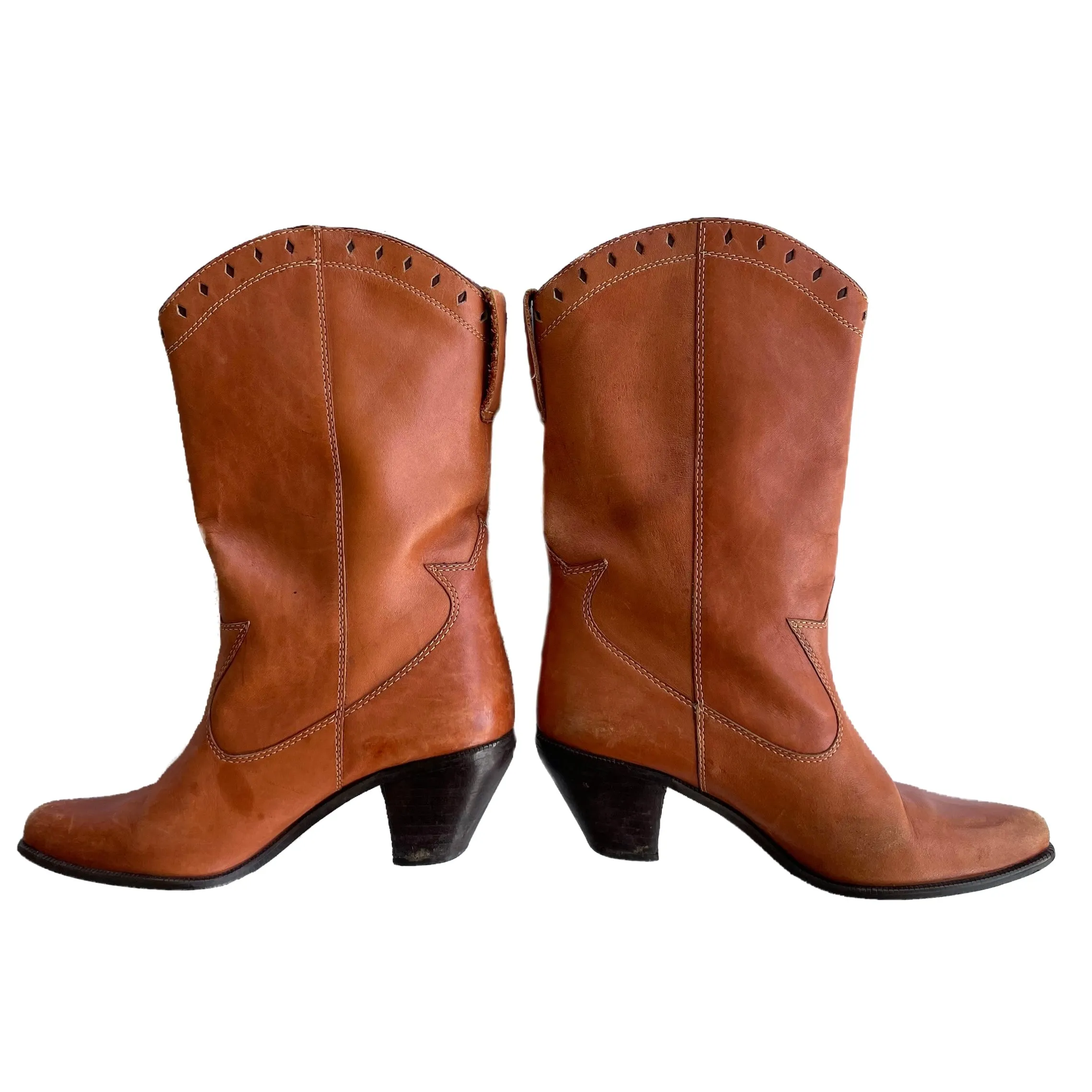 VINTAGE BROWN COWBOY BOOTS up